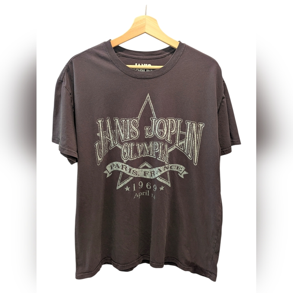 Janis Joplin Olympia Paris France 1969 T-Shirt Black L/XL 2024 Band Tee Music